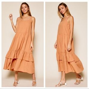 Monique Sleeveless Double Ruffle Midi Dress